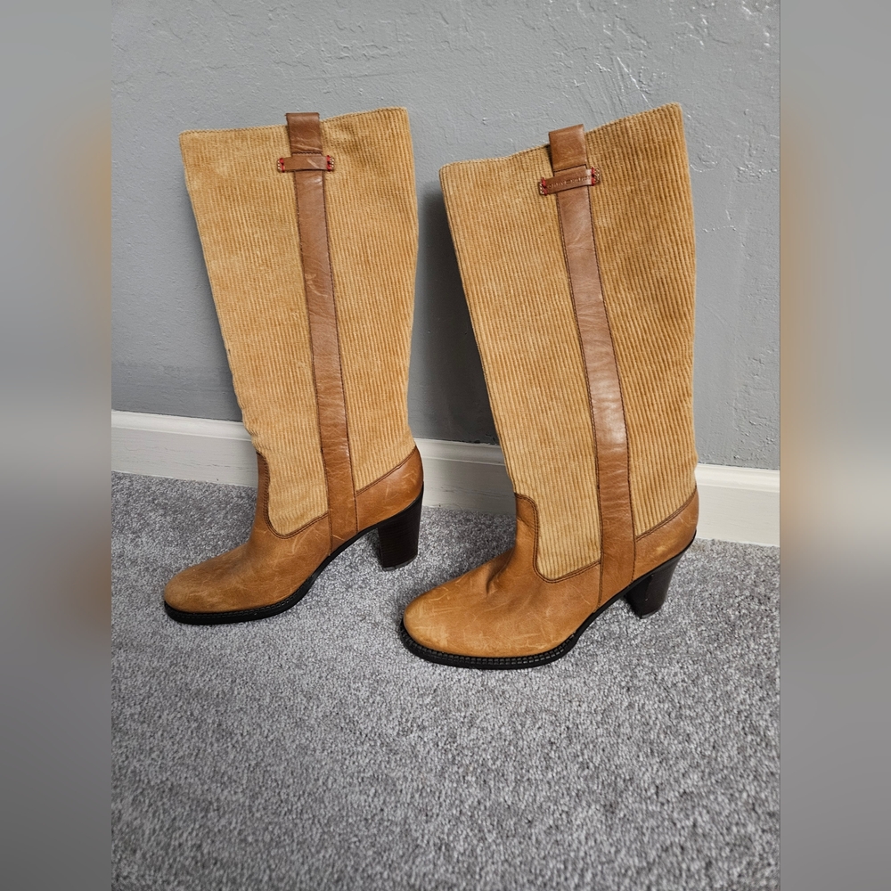 Tommy Hulfiger Tan and Brown Corduroy Boots SZ 7  NWOT